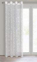 Zasłona LEILA 140x260 biała liście Zasłona gotowa ze srebrnym nadrukiem liści z przelotkami