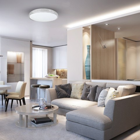 Plafon Sufitowy SHINY Biały Srebrny 34W LED 49cm