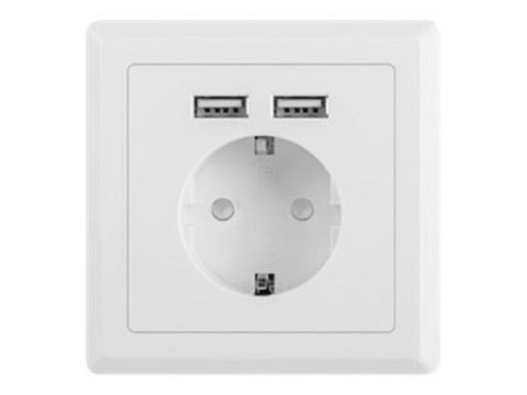 Gniazdko podtynkowe 230V pojedyncze + 2x USB 2.1A schuko