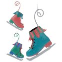 Zawieszki na choinkę łyżwy 3 szt Dekoracje świąteczne w formie łyżew, wykonane z metalu, pokryte brokatem, do powieszenia na cho