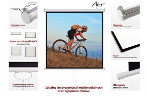 Ekran ręczny półautomat 1:1 118" 213x213cm MS-84 1:1