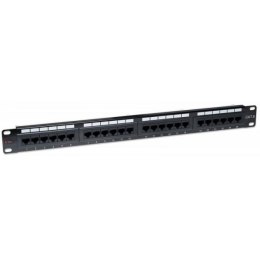 Patch panel 1U UTP 24xR J45 Cat.6, czarny