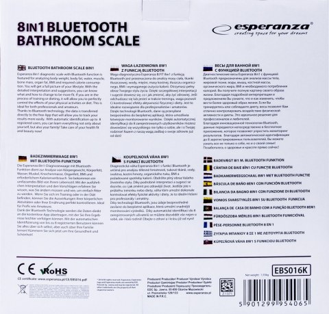 WAGA ŁAZIENKOWA 8W1 Z FUNKCJĄ BLUETOOTH B.FIT CZARNA