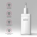 ACU-DPQ65W Ładowarka sieciowa GaN 65W, 3x port (USB-A + dual USB-C) PD3.0/QC4+/PPS/Apple, biała