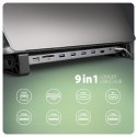 HMC-10HLS Wieloportowy hub USB 9in1, 5Gbps, 4x USB-A, HDMI 4K/60Hz, GLAN, SD/microSD, PD 100W, 25cm USB-C kabel