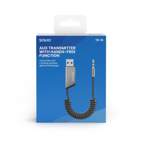 Adapter transmiter AUX z bluetooth 5.3, funkcja zestawu głośnomówiącego, TR-16