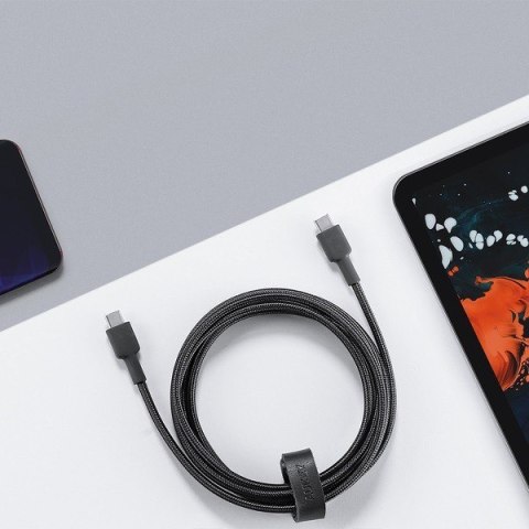 CB-CD45 kabel USB-C - USB-C 0,9m 60W PD 3A 20V nylonowy oplot czarny