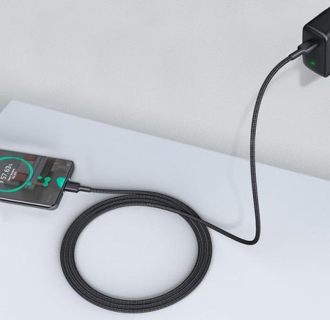 CB-CD45 kabel USB-C - USB-C 0,9m 60W PD 3A 20V nylonowy oplot czarny