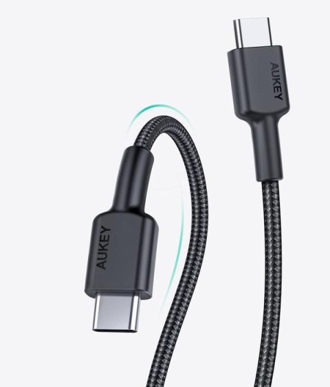 CB-CD45 kabel USB-C - USB-C 0,9m 60W PD 3A 20V nylonowy oplot czarny