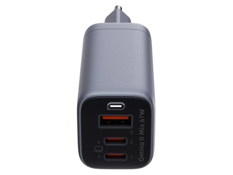 PA-B6U OmniaMix II GaN ładowarka sieciowa 3xUSB (2xUSB C + 1xUSB A) 67W QC PD AFC SCP PPS UFCS
