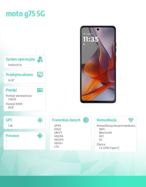 Smartfon moto g75 5G 8/128GB B2B Charcoal Gray business edition