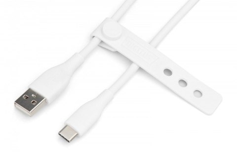 Kabel połączeniowy silikonowy USB-A - USB-C, USB 2.0 60W, 0,5m Biały