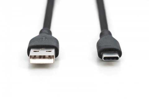 Kabel połączeniowy silikonowy USB-A - USB-C, USB 2.0 60W, 0,5m Czarny