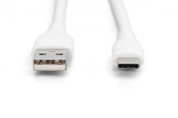 Kabel połączeniowy silikonowy USB-A - USB-C, USB 2.0 60W, 1m Biały