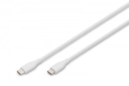 Kabel połączeniowy silikonowy USB-C - USB-C, USB 2.0 60W, 1m Biały
