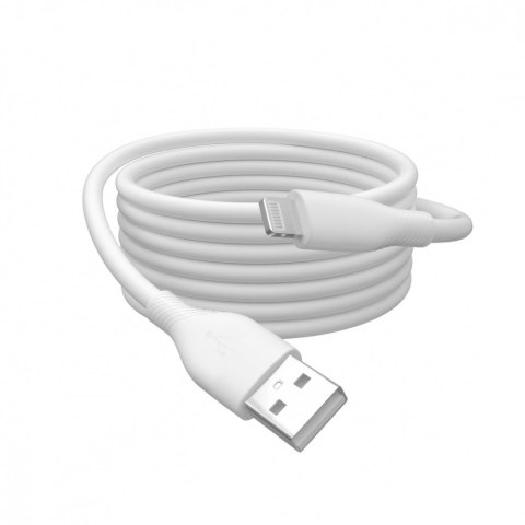 Kabel połączeniowy silikonowy USB-A - Lightning, USB 2.0 12W, certyfikat MFI, 0,5m Biały