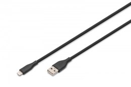 Kabel połączeniowy silikonowy USB-A - Lightning, USB 2.0 12W, certyfikat MFI, 0,5m Czarny