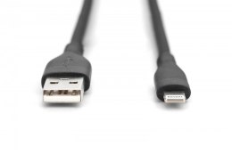 Kabel połączeniowy silikonowy USB-A - Lightning, USB 2.0 12W, certyfikat MFI, 0,5m Czarny