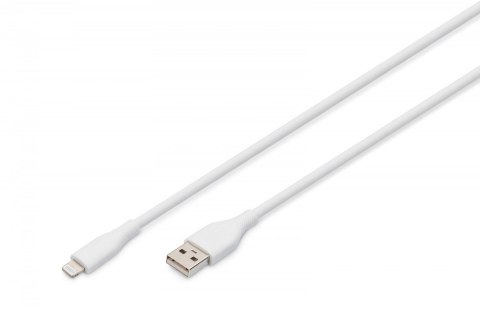 Kabel połączeniowy silikonowy USB-A - Lightning, USB 2.0 12W, certyfikat MFI, 1m Biały