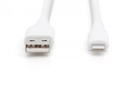 Kabel połączeniowy silikonowy USB-A - Lightning, USB 2.0 12W, certyfikat MFI, 1m Biały