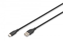 Kabel połączeniowy silikonowy USB-A - USB-C, USB 2.0 60W, 2m Czarny