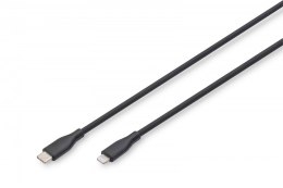 Kabel połączeniowy silikonowy USB-C - Lightning, USB 2.0 60W, certyfikat MFI, 1m Czarny