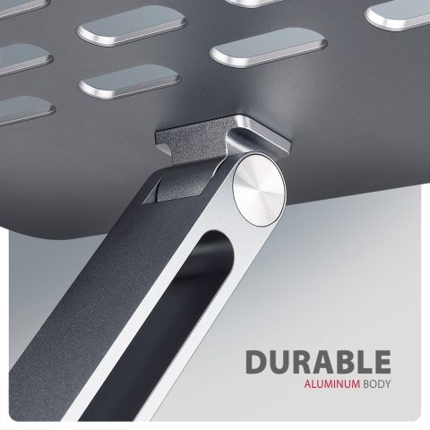 Podstawa do laptopów aluminiowa STND-LQ 10-17.3 cali, regulowane kąty nachylenia, Szara