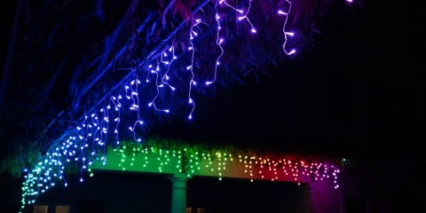 Inteligentne lampki sople Icicle 190 RGB LED, 5x0,5 m, IP44, przezroczysty przewód