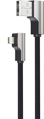 CB-AL01 OEM kabel 90° Lightning - USB-A 2m MFi Apple kątowy wtyki 90 stopni nylonowy oplot czarny