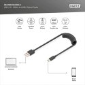 Kabel spiralny USB A/USB C, USB 2.0, PD 60W, max. 1m Czarny