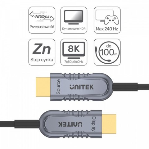 Kabel optyczny HDMI 2.1 AOC 10m 4K60Hz C11028DGY