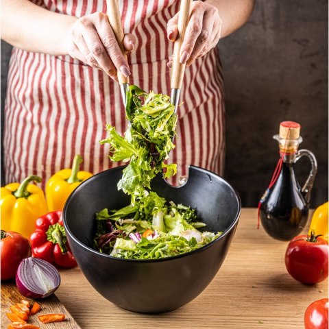 PORCELANOWA MISA 23cm DO SAŁATEK Z ŁYŻKAMI KLAUSBERG KB-7786 CZARNA