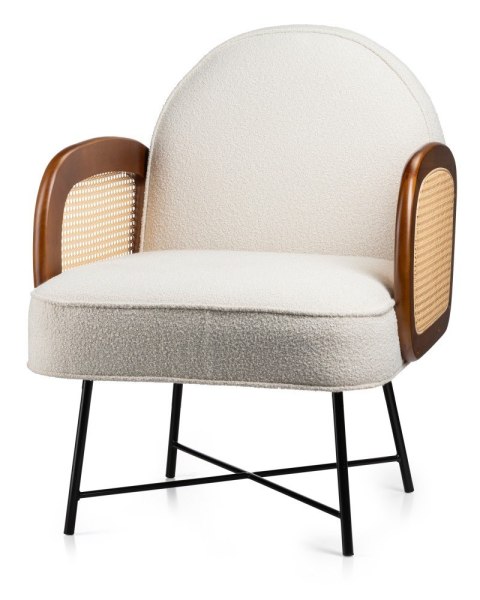 Fotel Clover kremowy, rattanowe oparcia