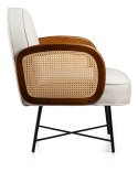 Fotel Clover kremowy, rattanowe oparcia