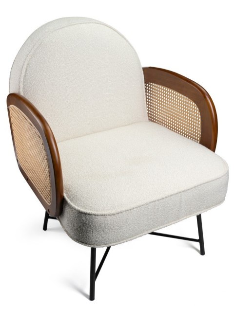 Fotel Clover kremowy, rattanowe oparcia