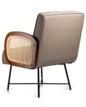 Fotel Stem ciemny beż, rattanowe oparcia