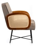 Fotel Stem ciemny beż, rattanowe oparcia