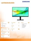 Monitor 27 cale ViewFinity S60UD IPS 2560x1440 WQHD 16:9 1xHDMI 2xDP 1xUSB-C 90W 3xUSB-A 5ms PinP/PbyP 100Hz HAS+PIV płaski 3YOn