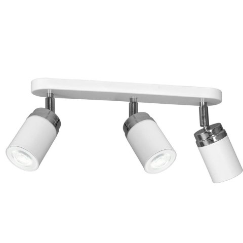 Nowoczesna lampa sufitowa biała Reno x3 Wykonany z metalu, potrójny punkt świetlny w kolorze białym spotlight z elementami chrom