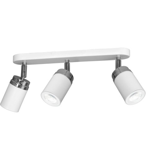 Nowoczesna lampa sufitowa biała Reno x3 Wykonany z metalu, potrójny punkt świetlny w kolorze białym spotlight z elementami chrom
