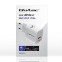 Ładowarka sieciowa 35W GaN | 5-20V | 1.5-3A | 1xUSB-C PD | 1xUSB QC 3.0 | Biała