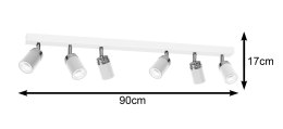 Nowoczesna lampa sufitowa biała Reno x6 Wykonany z metalu, sześć punktów świetlnych na listwie w kolorze białym spotlight z elem