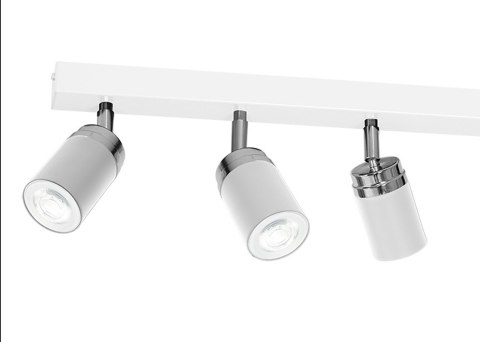Nowoczesna lampa sufitowa biała Reno x6 Wykonany z metalu, sześć punktów świetlnych na listwie w kolorze białym spotlight z elem