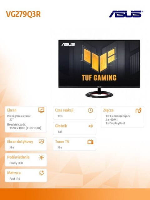 Monitor 27 cali VG279Q3R FHD IPS 180Hz DP HDMIx2
