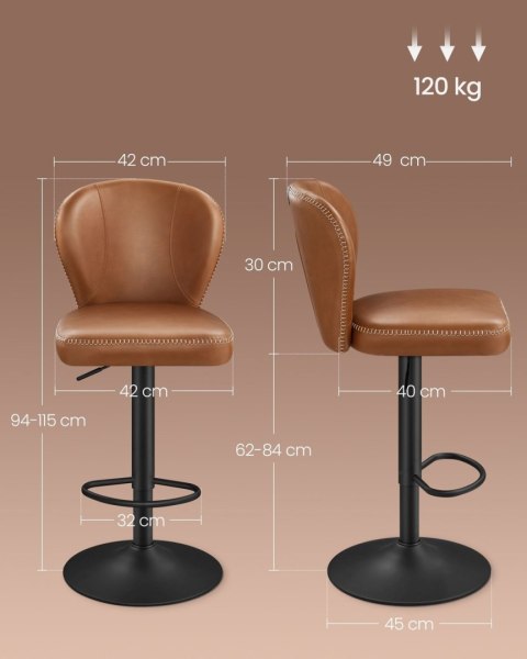 Brązowe hokery z oparciem 2 szt. EKHO