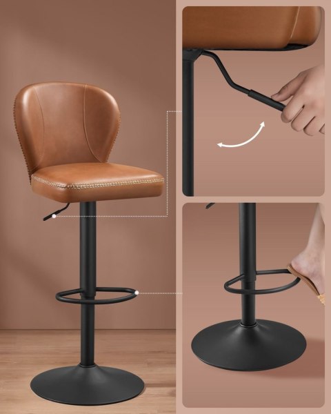 Brązowe hokery z oparciem 2 szt. EKHO