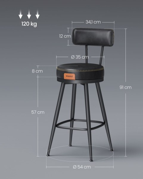 Zestaw 2 krzeseł obrotowych 91 cm EKHO