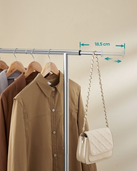 Mobilny wieszak na ubrania 156 cm srebrny