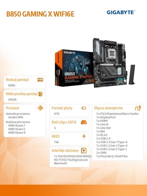 Płyta główna B850 GAMING X WIFI6E