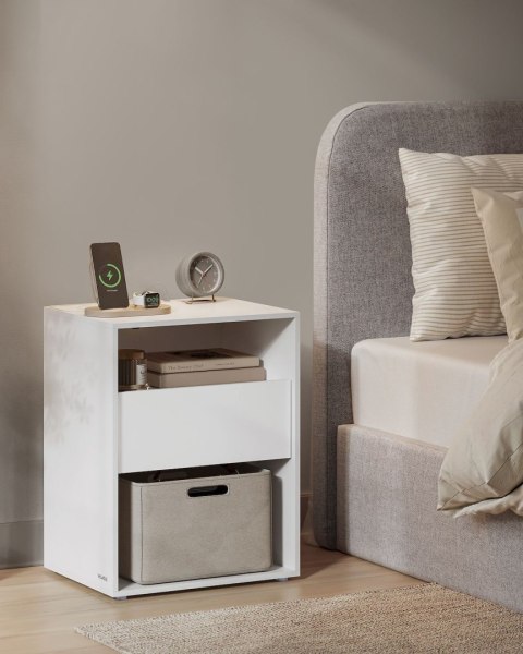 Biała szafka z funkcją ładowania